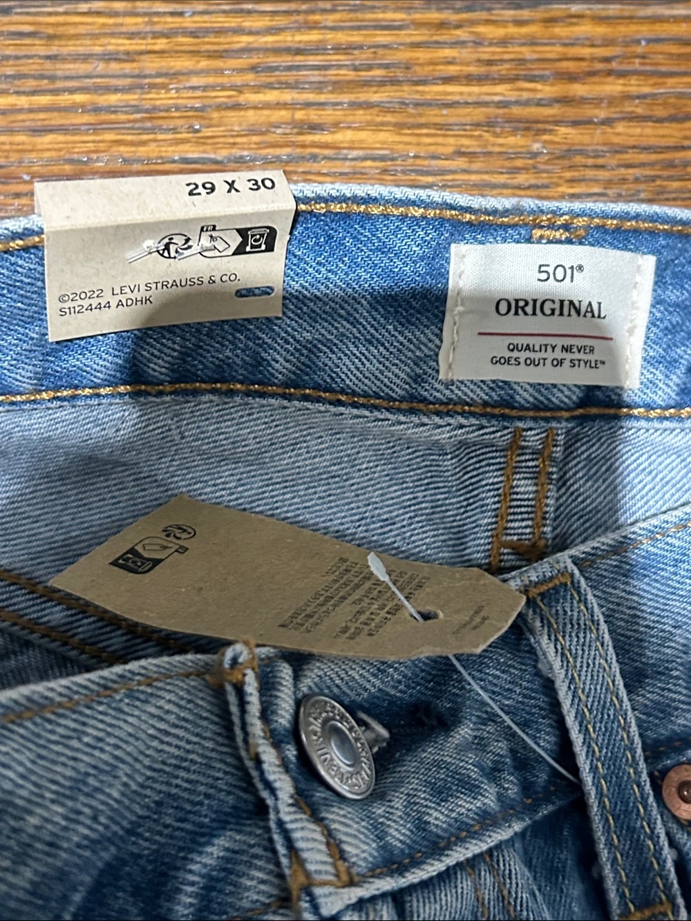 Levi's 501 Original Light Blue Distressed Straight Jeans - Picture 14 of 14